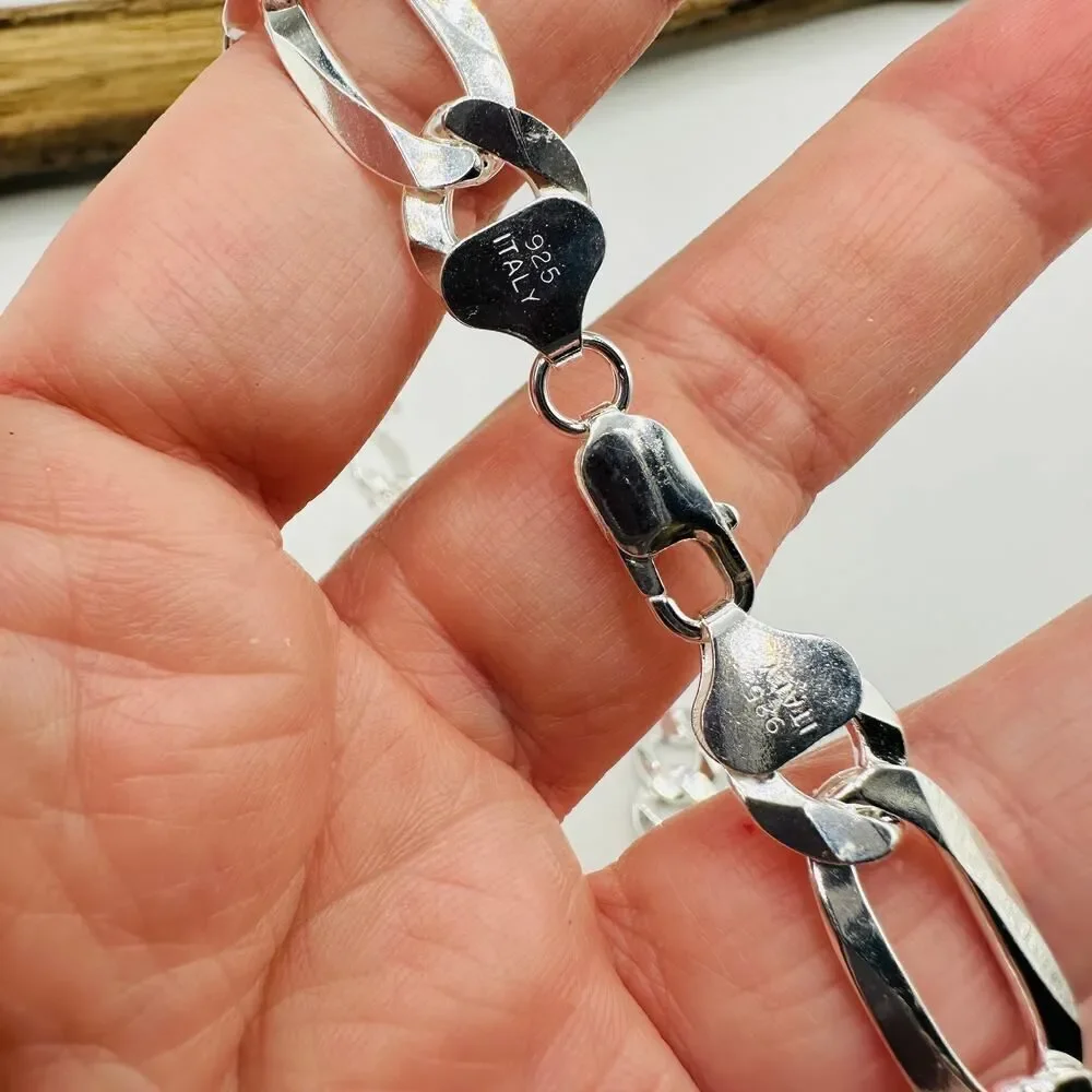 Solid Sterling Silver Flat Figaro 24